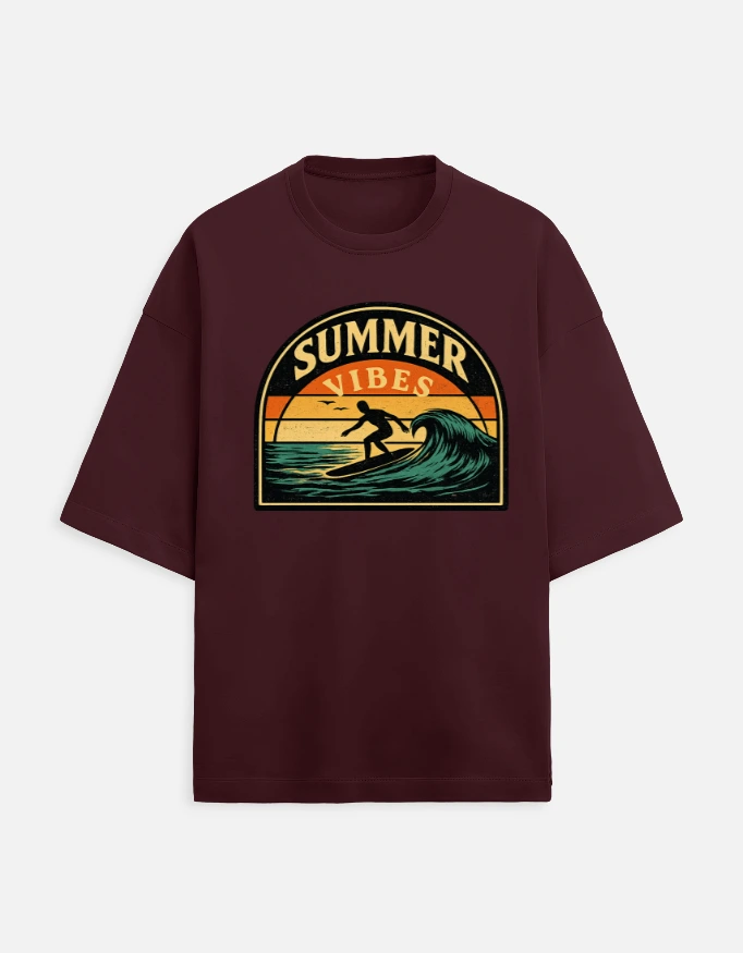Men Oversized Classic Marron Tee (Medium)