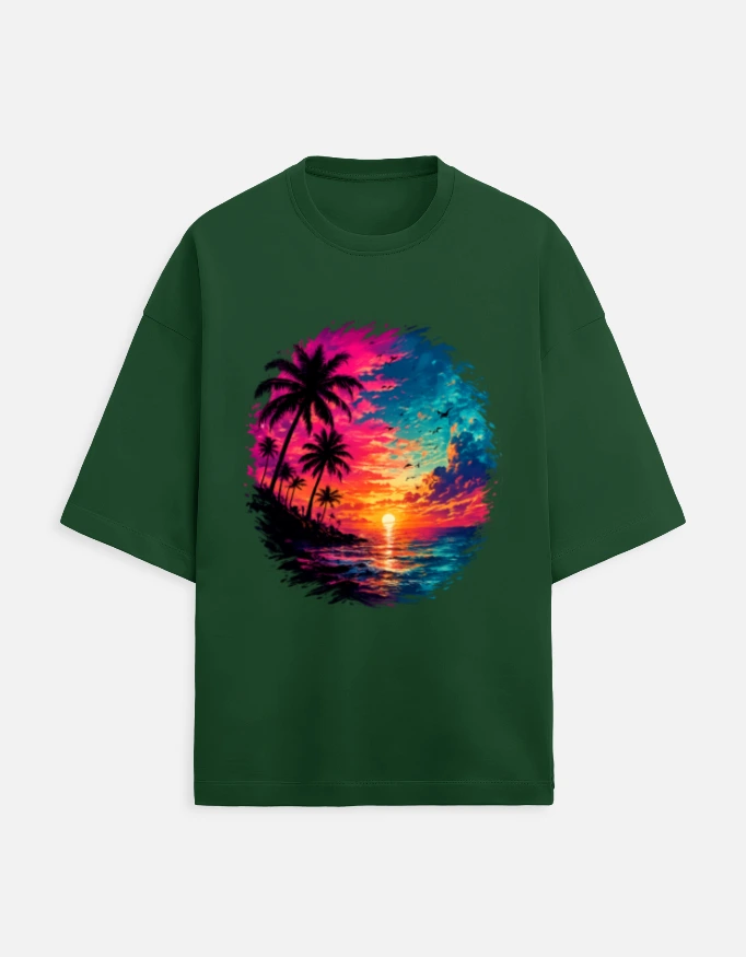 Men Oversized Classic Green T-Shirt (Medium)