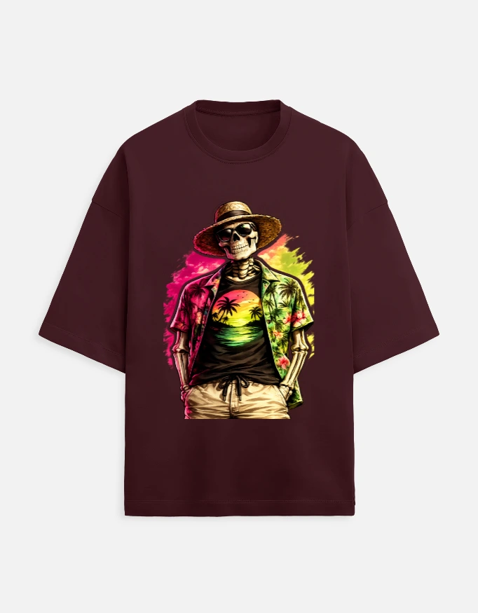 Men Oversized Classic Maroon Tee (Medium)