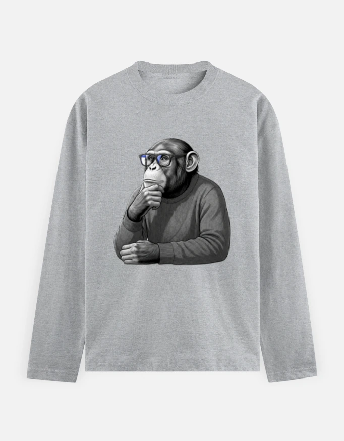Men Classic Grey Full Sleeve Tee (Medium)