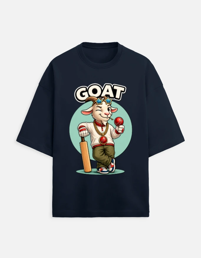 Men Oversized Classic Navy Blue Tee (Medium)