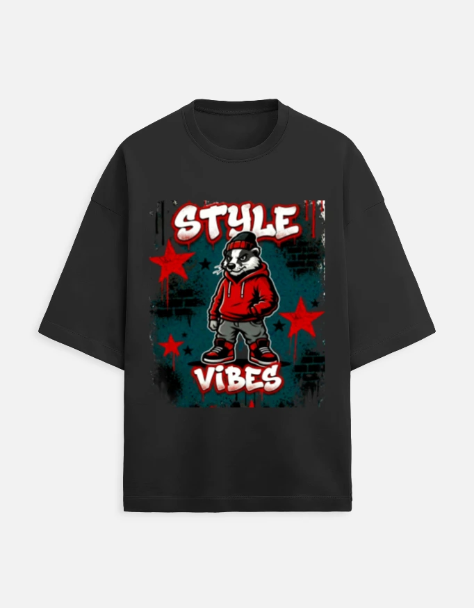 Men Oversized Classic Black Tee (Medium)