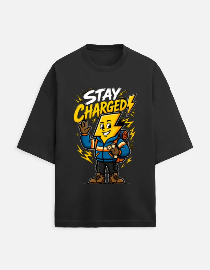 Men Oversized Classic Black Tee (Medium)