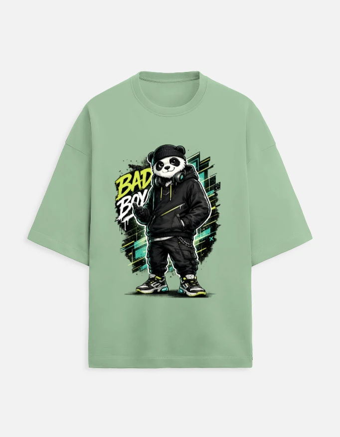 Men Oversized Green Classic Tee (Medium)