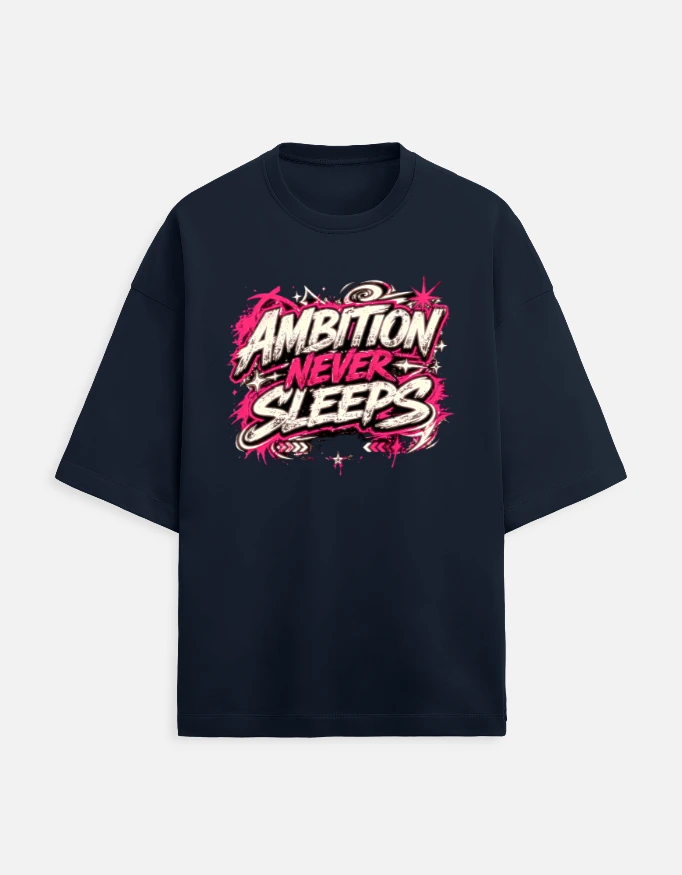 Men Oversized Classic Navy Blue Tee (Medium)